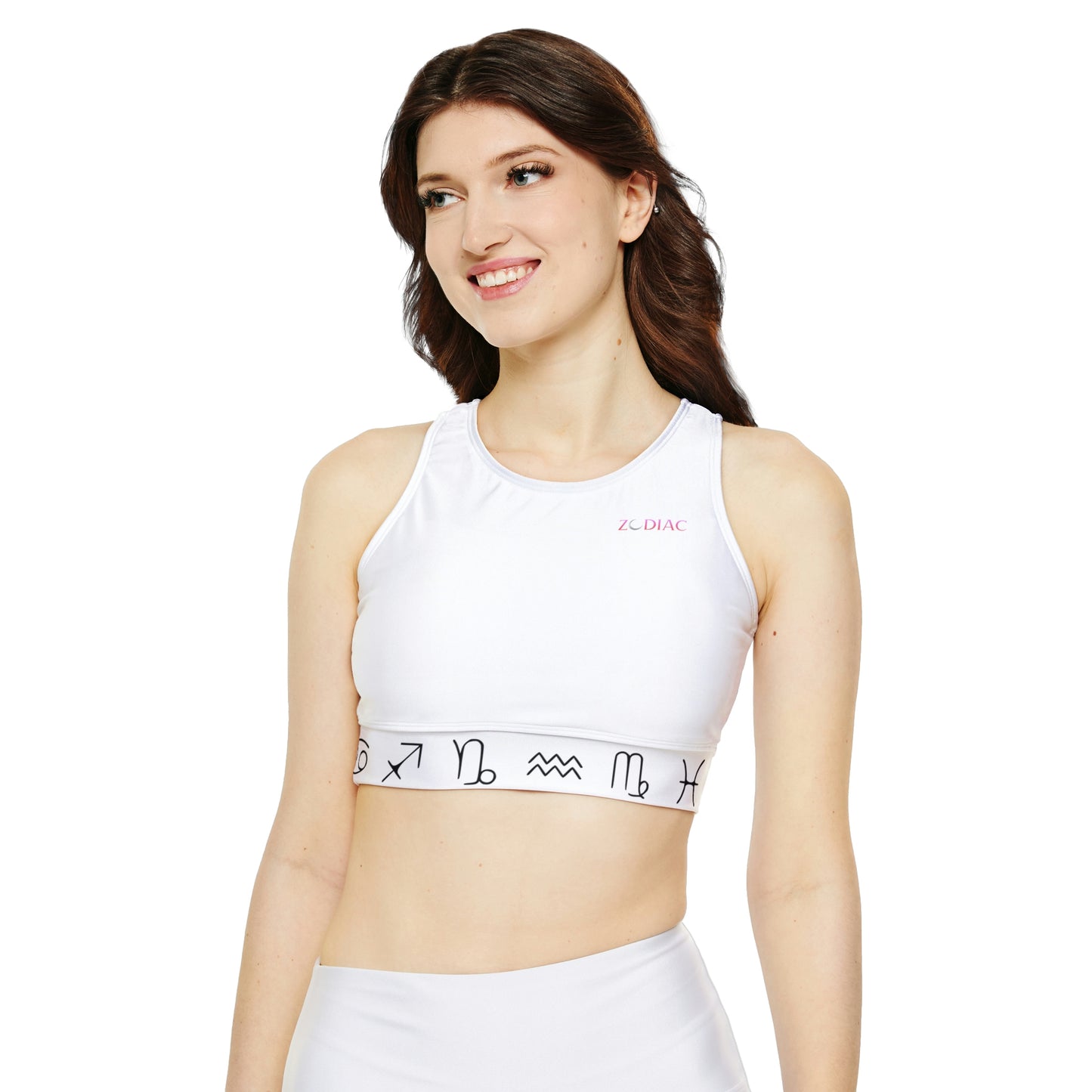 Zodiac Fully Lined, Padded Sports Bra (Zodiac sign band)