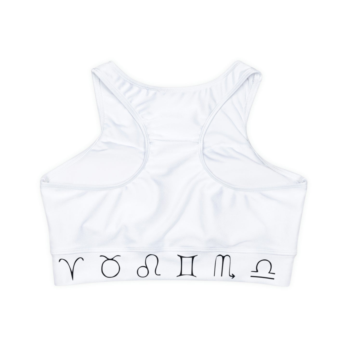 Zodiac Fully Lined, Padded Sports Bra (Zodiac sign band)