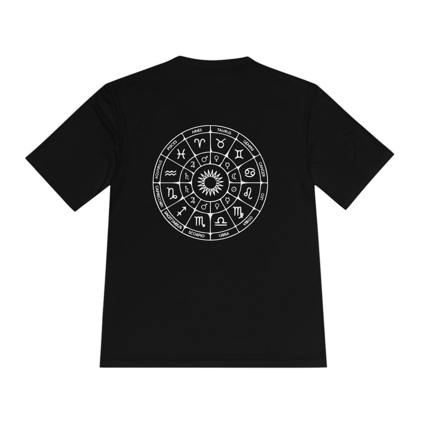 Zodiac Unisex Moisture Wicking Tee (Zodiac circle on back)