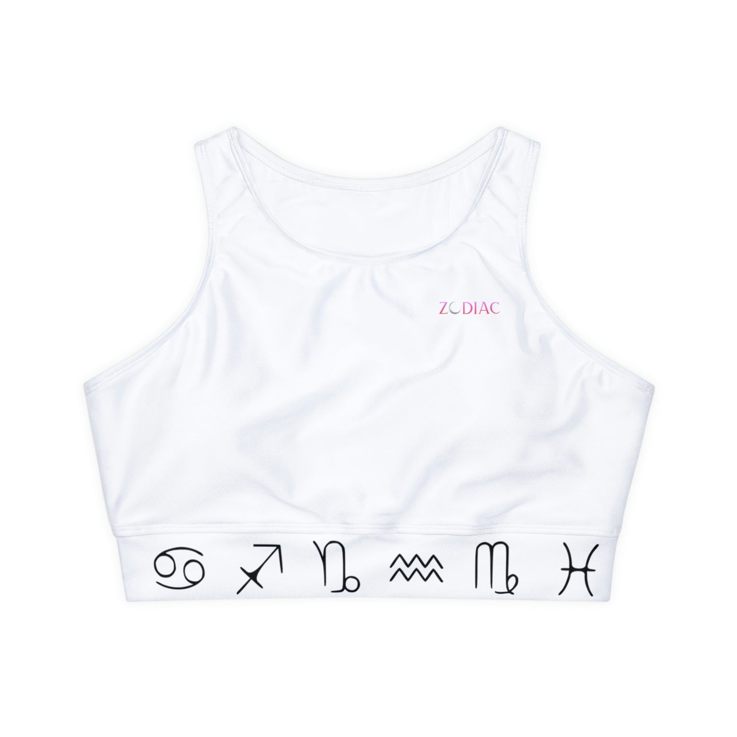 Zodiac Fully Lined, Padded Sports Bra (Zodiac sign band)