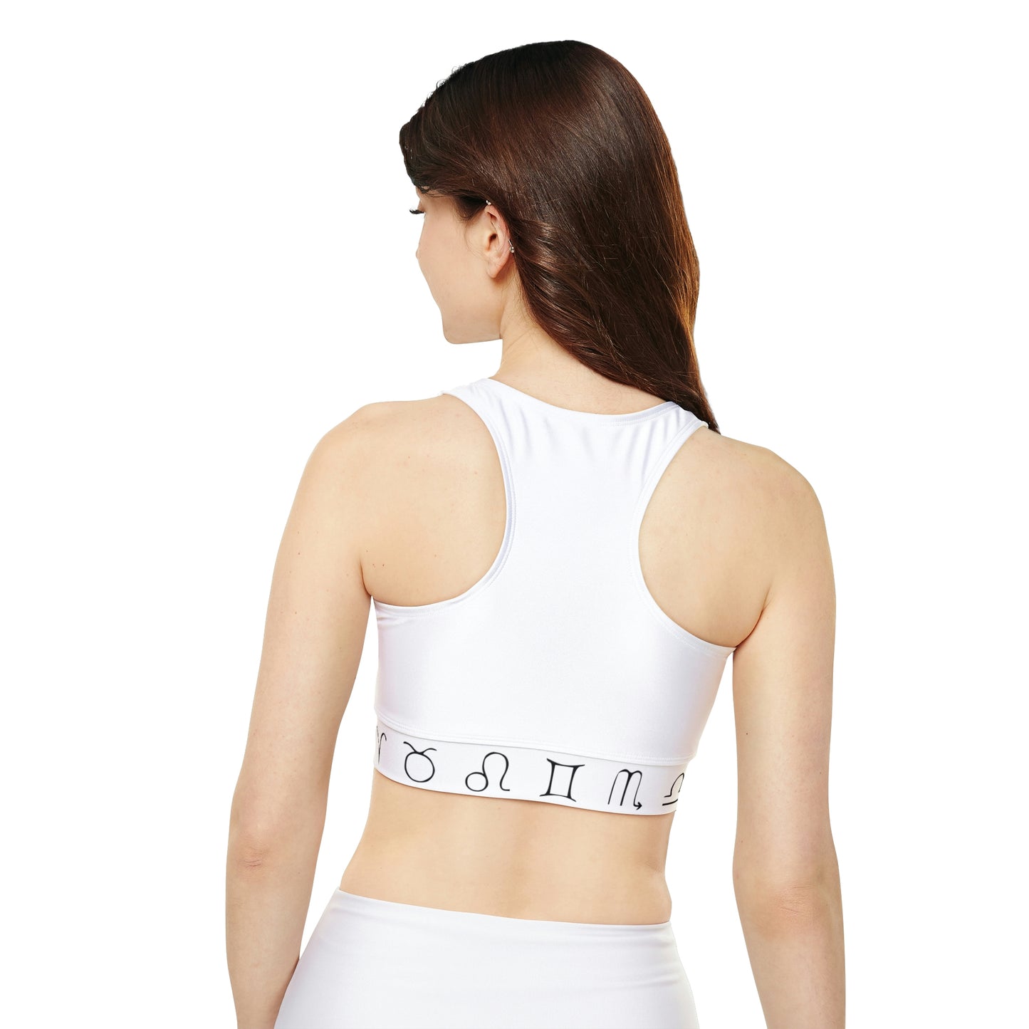 Zodiac Fully Lined, Padded Sports Bra (Zodiac sign band)