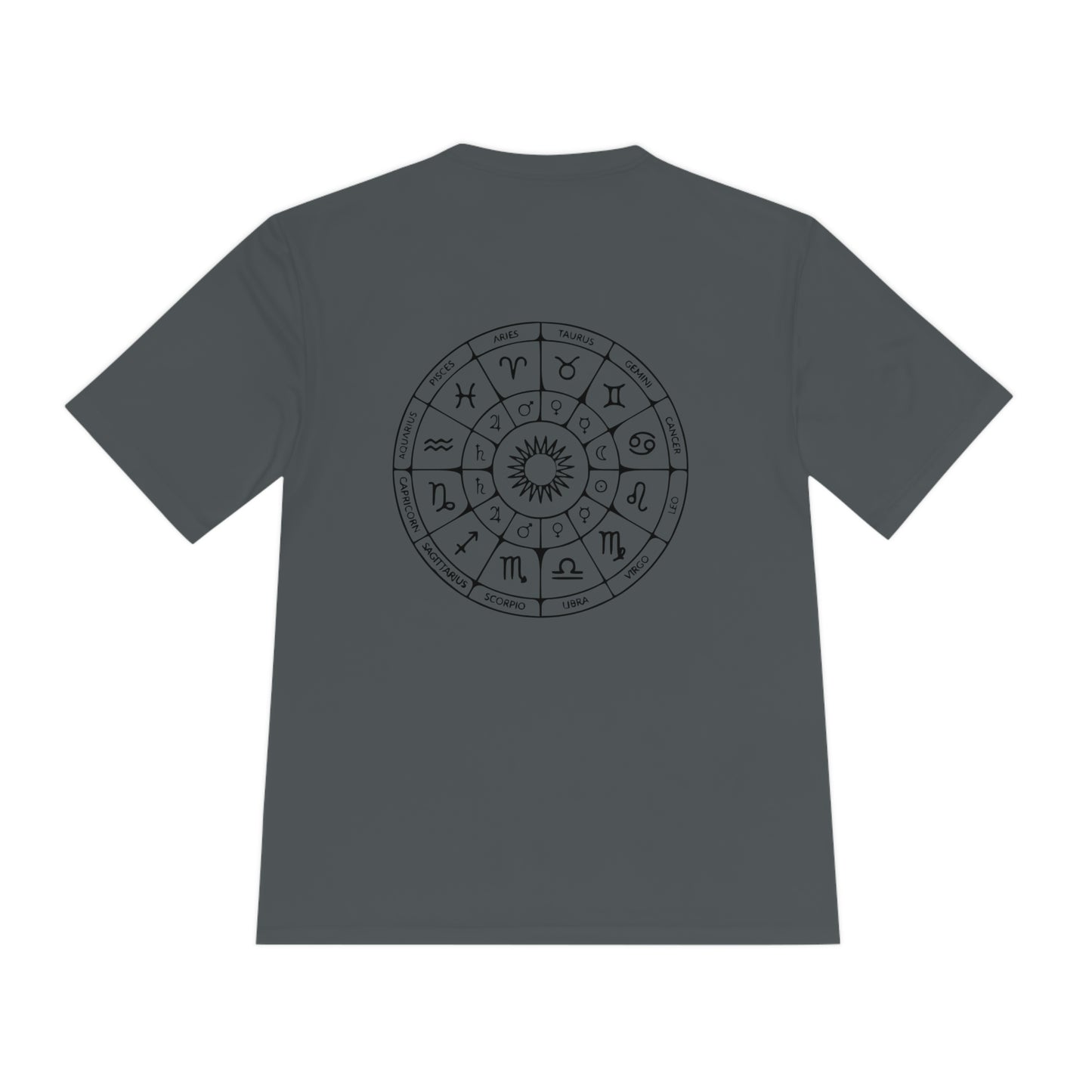 Zodiac Unisex Moisture Wicking Tee (Zodiac circle on back)